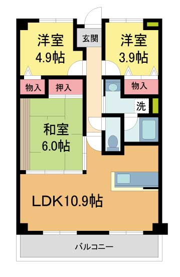 芦屋市大東町(阪神本線打出駅)のマンション間取
